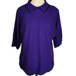 Ted Baker Purple Collared Knit Sweater 3/4 Sleeve Size 3 / US 8